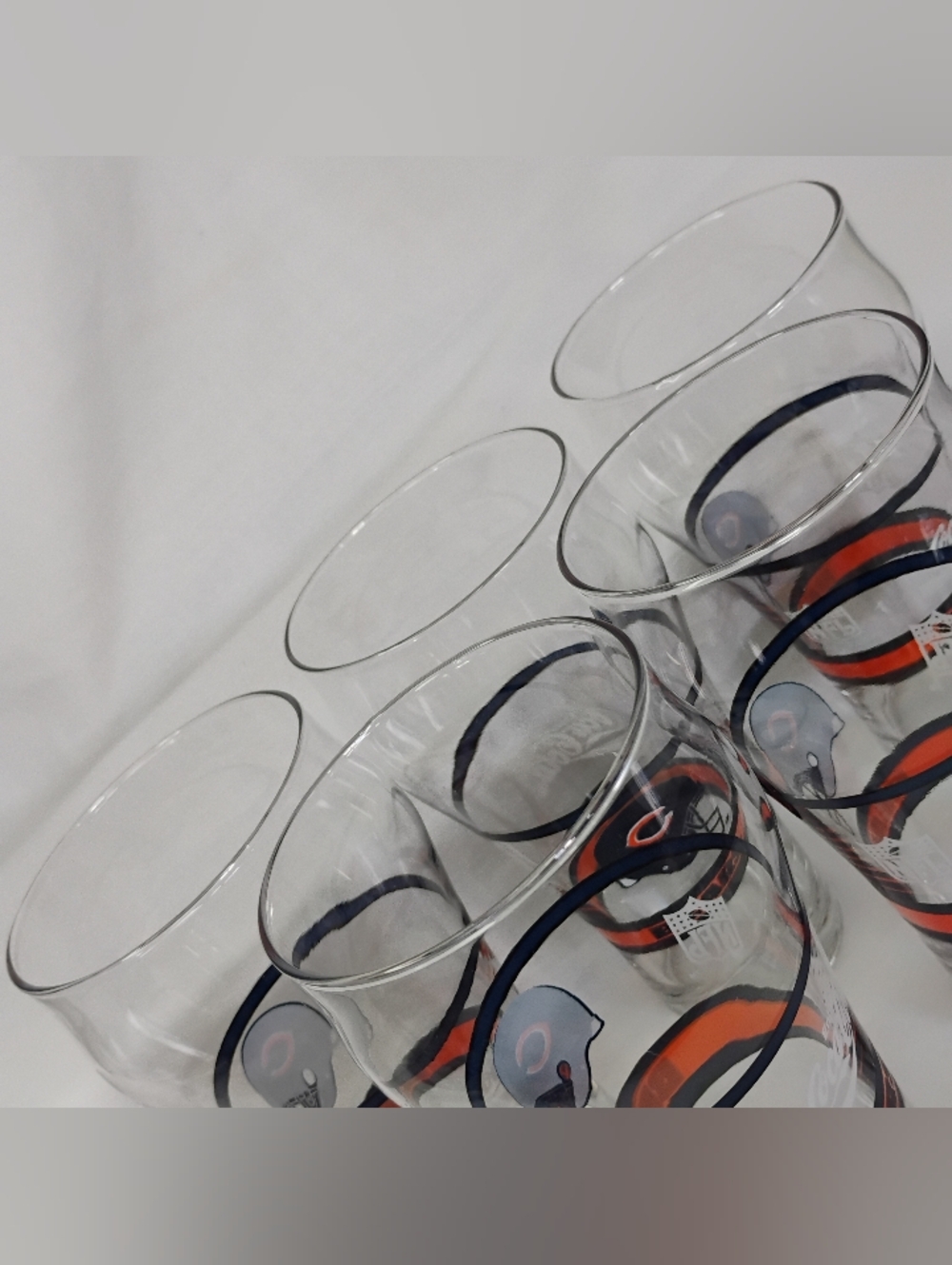Vintage 5pc Set Chicago Bears Coca-Cola Bar Pub Glasses NFL Football Drinkware - Picture 6 of 11